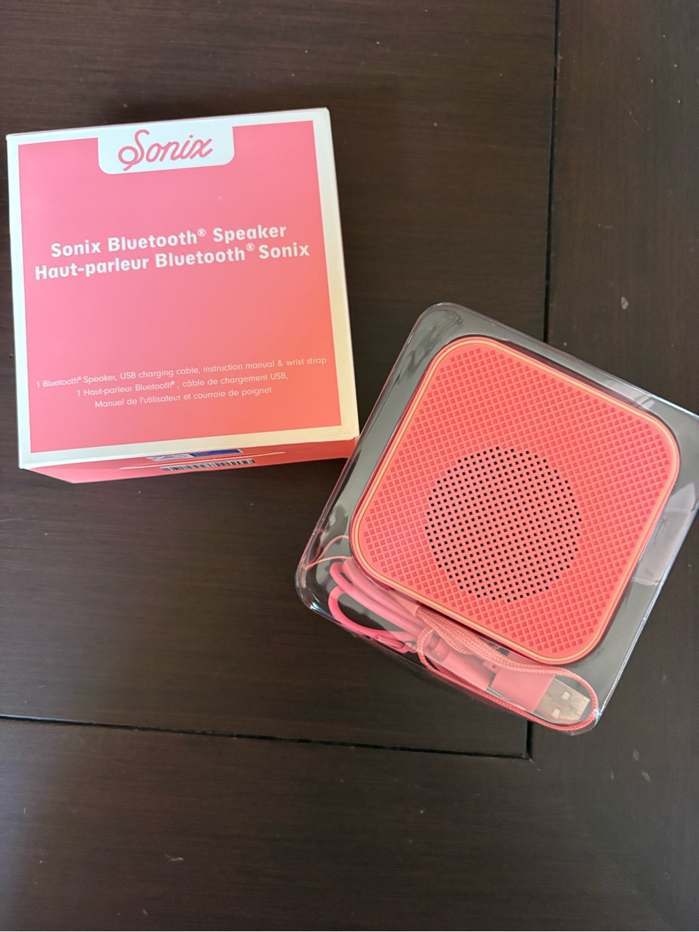 NWT Sonix Pink Portable Bluetooth Speaker with USB Cable